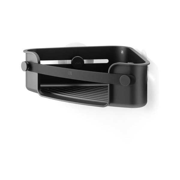 Czarna plastikowa narożna półka łazienkowa bez wiercenia Flex Adhesive – Umbra