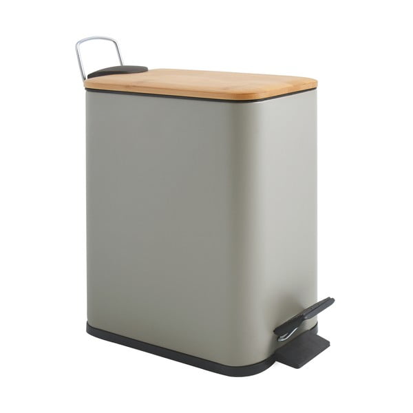 Szarobrązowy stalowy kosz na śmieci z pedałem 5 l   Erik – Spirella
