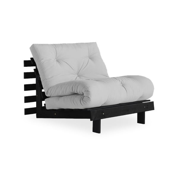 Fotel rozkładany z jasnoszarym pokryciem Karup Design Roots Black/Light Grey