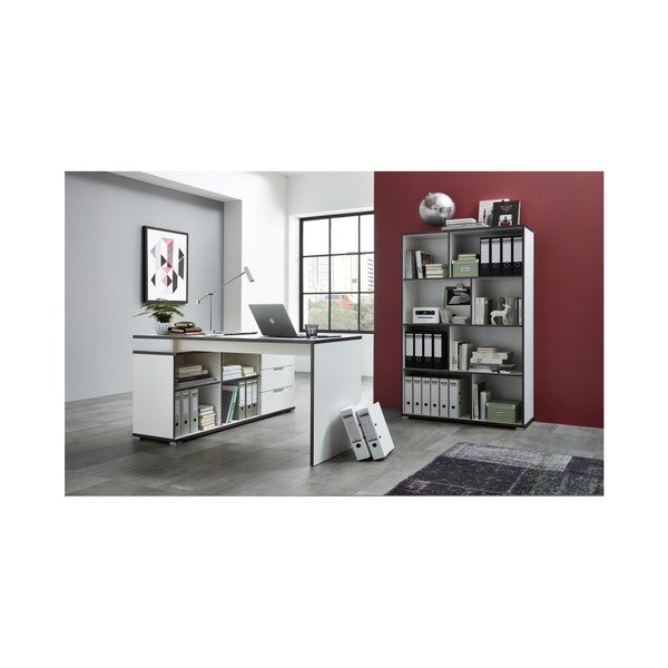 Białe biurko narożne z szafką z szufladami Germania X-image-3
