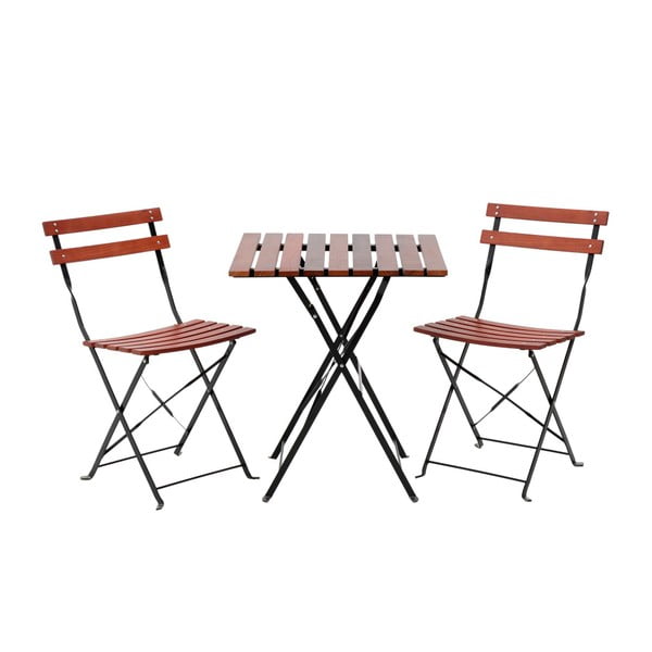 Komplet 2 brązowych krzeseł i stołu ogrodowego InArt