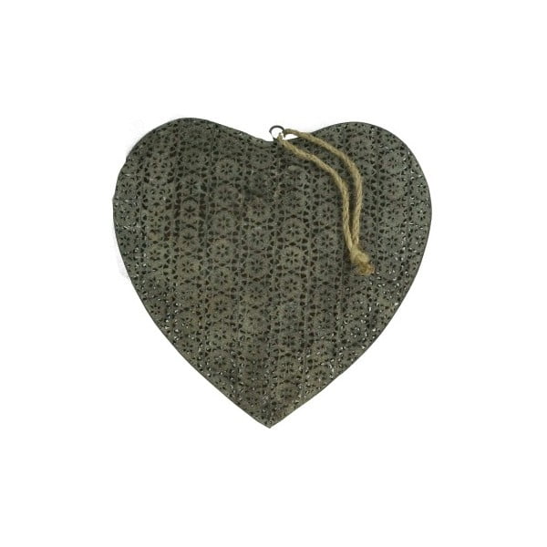 Ciemnozielona dekoracja wisząca Antic Line Heart, 36x36 cm
