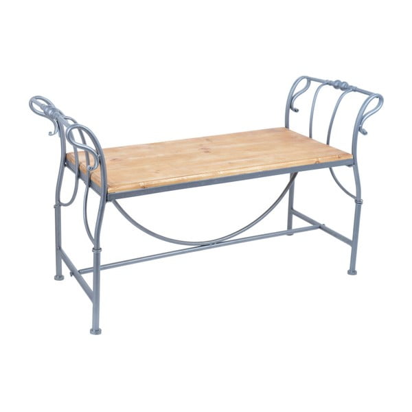 Metalowa ławka ogrodowa z drewnianym siedziskiem Ewax Wings