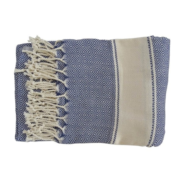 Niebieski ręcznik tkany ręcznie z wysokiej jakości bawełny Homemania Elmas, 100x180 cm