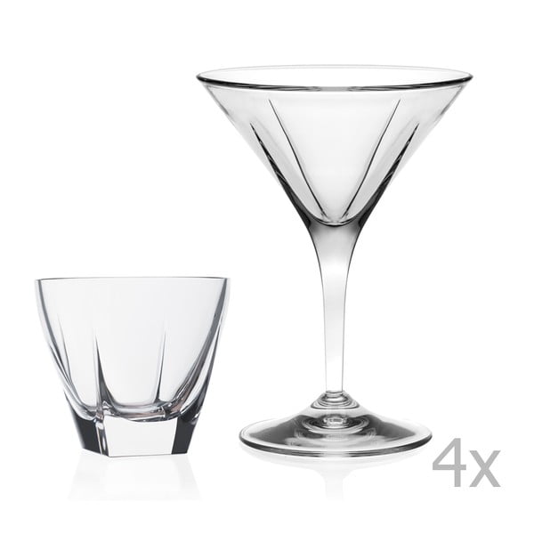 Zestaw 8 szklanek do whisky i do martini/koktajlów RCR Cristalleria Italiana Vincenza