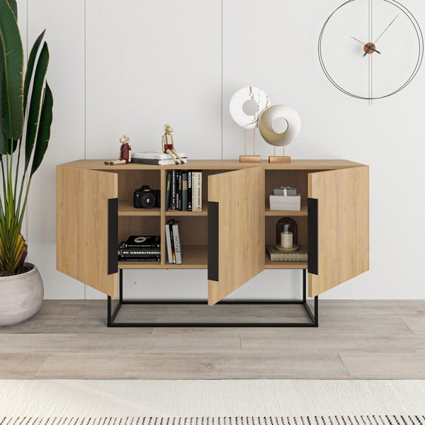 Niska komoda w dekorze dębu 150x80 cm Titan – Marckeric-image-1