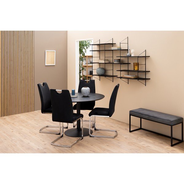 Czarna wielopoziomowa półka z litego drewna paulowni 196 cm Belfast – Actona-image-4