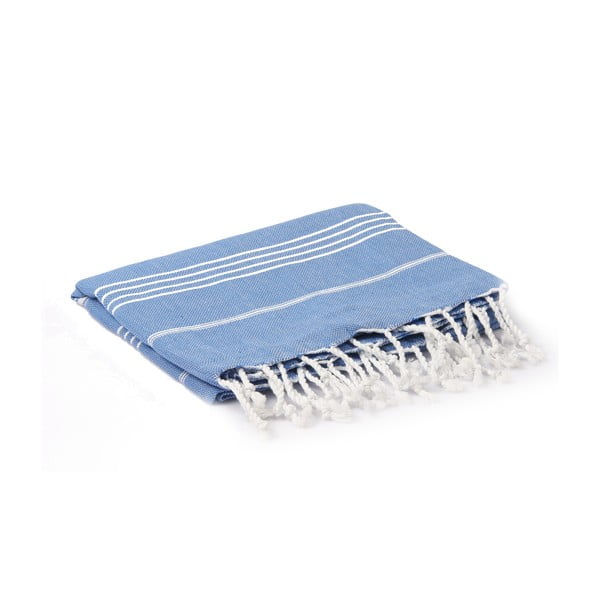 Niebieski ręcznik hammam Spa Time Darish, 95x180 cm