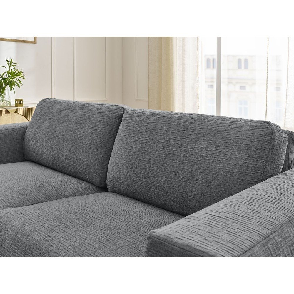 Ciemnoszara rozkładana sofa do spania z tkaniny szenilowej 220 cm Hugo – Bobochic Paris (zdjęcie 6)