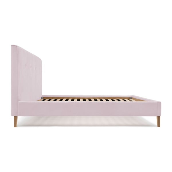 Różowe łóżko z naturalnymi nóżkami Vivonita Kent, 140 x 200 cm-image-1