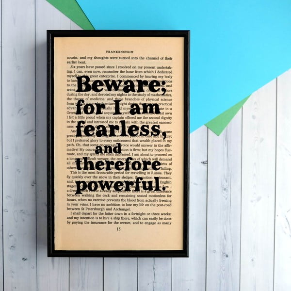Plakat w
  drewnianej ramie Frankenstein Fearless