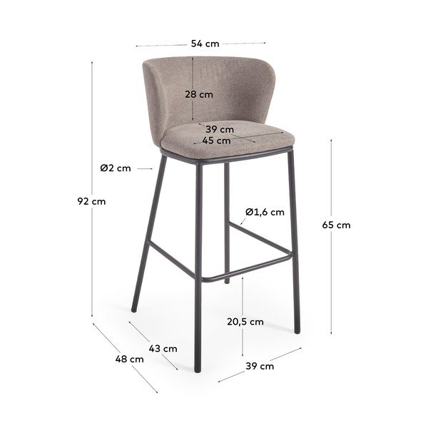 Jasnobrązowe hokery zestaw 2 szt. 92 cm Ciselia – Kave Home-image-4