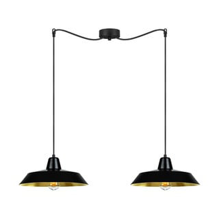 Czarna podwójna lampa wisząca z wnętrzem w kolorze miedzi Bulb Attack Cinco, ⌀ 85 cm