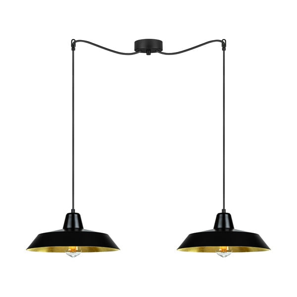 Czarna podwójna lampa wisząca z wnętrzem w kolorze miedzi Sotto Luce Cinco, ⌀ 85 cm