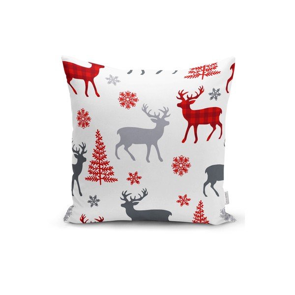 Zestaw 4 świątecznych poszewek na poduszki i bieżnika Minimalist Cushion Covers Red Snowflake-image-1