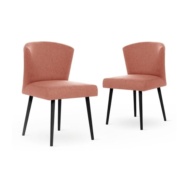 Zestaw 2 brzoskwiniowych krzeseł z czarnymi nogami My Pop Design Richter