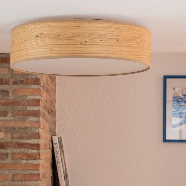 Jasnobrązowa lampa sufitowa z abażurem z naturalnego forniru Sotto Luce Ocho, ⌀ 40 cm-image-2