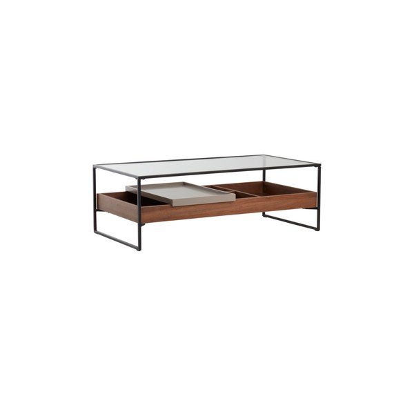 Stolik ze szklanym blatem w ciemnym naturalnym kolorze 60x120 cm Sveg – Jotex-image-3