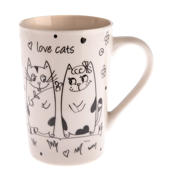 Kubek porcelanowy z małymi kotami Dakls Love Cats, 380 ml