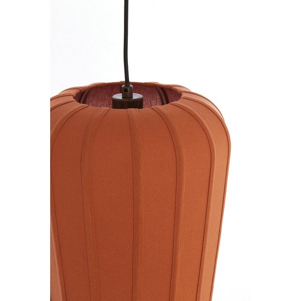 Lampa wisząca w kolorze terakoty z tekstylnym kloszem ø 10 cm Bibury – Light & Living-image-3