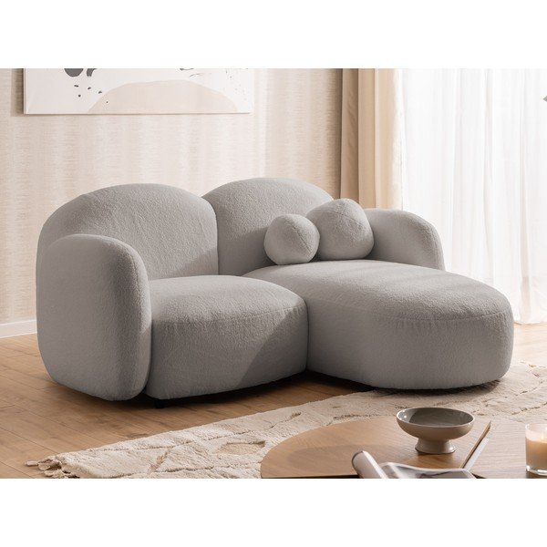 Szary narożnik z materiału bouclé (prawostronny/z szezlongiem) Orbit – Ropez-image-4