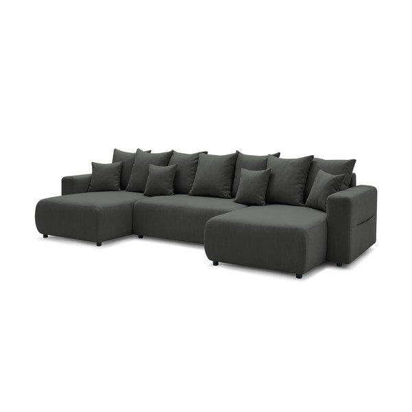 Ciemnoszara sofa rozkładana w kształcie litery U Envy – Bobochic Paris-image-3
