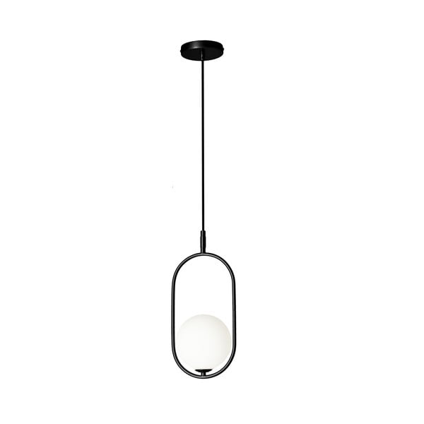 Czarna lampa wisząca ze szklanym kloszem 18.5x15 cm Cordel – Candellux Lighting-image-2