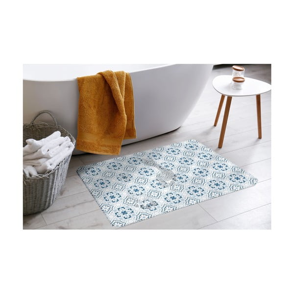 Biało-niebieski dywanik łazienkowy okrzemkowy (z diatomitu) 50x70 cm Atlanta – douceur d'intérieur-image-1