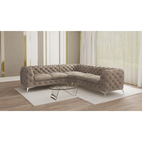 Szarobeżowy aksamitny narożnik Chelsea – Ropez-image-1