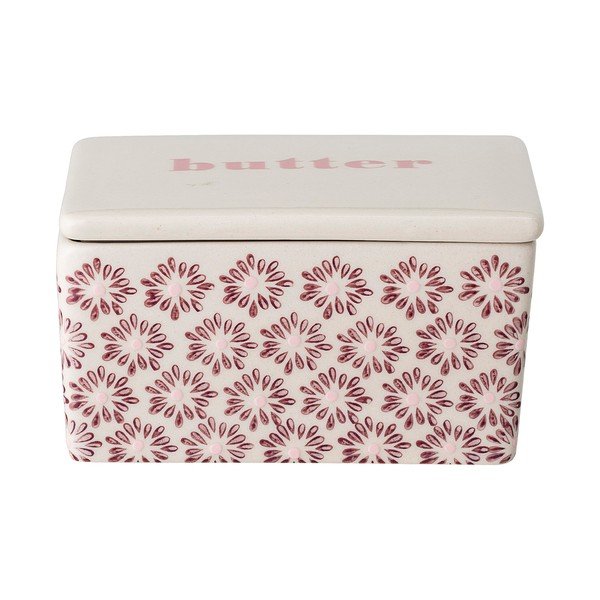 Biało-różowa kamionkowa maselniczka Bloomingville Maya