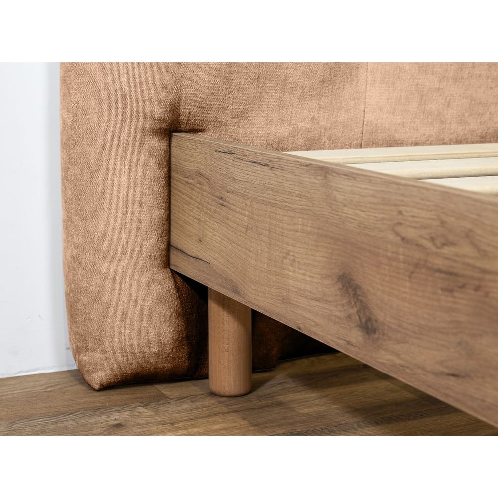 Jasnoróżowe tapicerowane łóżko dwuosobowe ze stelażem 160x200 cm Kumo – Bobochic Paris (zdjęcie 4)