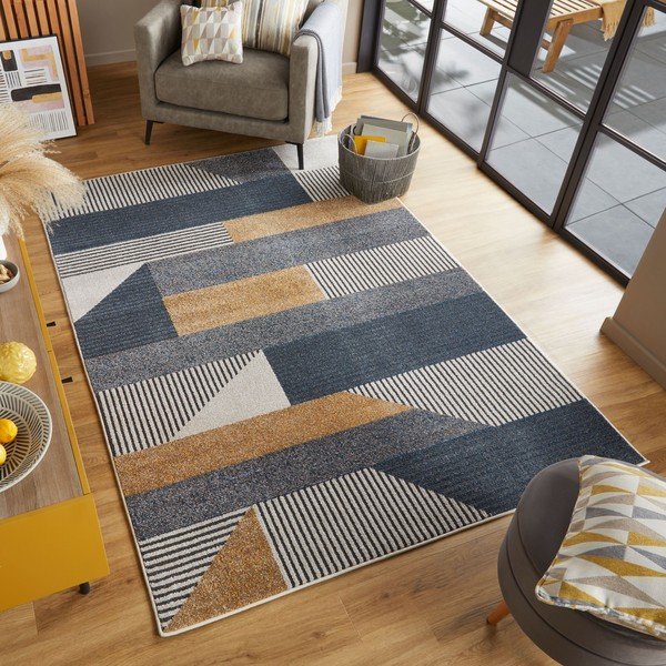 Żółto-niebieski dywan Flair Rugs Brix, 160x230 cm-image-4