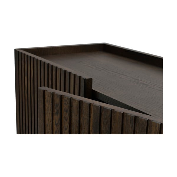 Ciemnobrązowa niska komoda z litego drewna dębowego 160x75 cm Halifax – Rowico-image-1