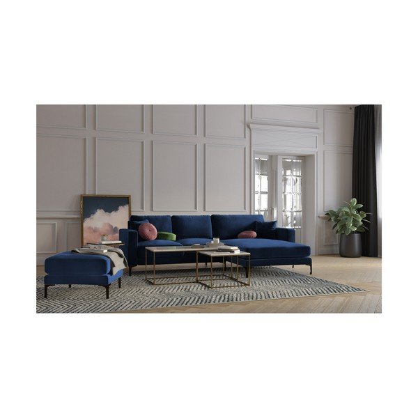 Granatowy aksamitny podnóżek Kooko Home Harmony-image-3