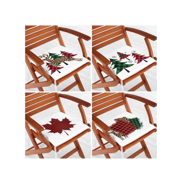 Poduszki na krzesła ze świątecznym motywem zestaw 4 szt. 40x40 cm Tartan – Mila Home-image-1
