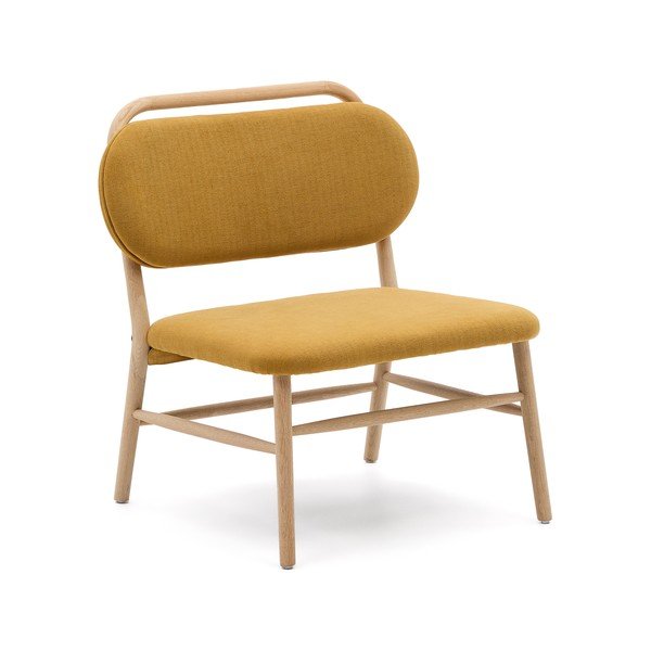 Musztardowy fotel z tkaniny szenilowej Helda – Kave Home