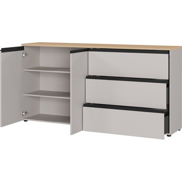 Szarobeżowa/w jasnym naturalnym kolorze komoda 180x91x41 cm Cormano – Germania-image-3