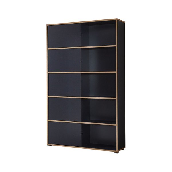 Czarna biblioteczka z przesuwnymi drzwiczkami Germania Slide-image-2