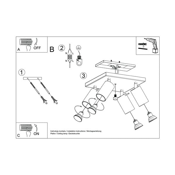 Szara lampa sufitowa Sollux Etna Quatre-image-4