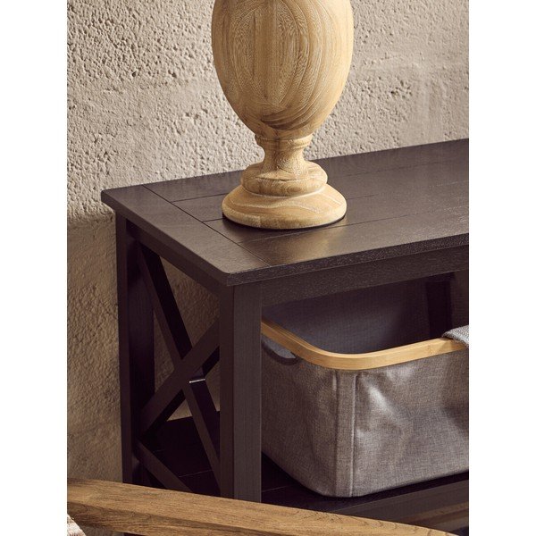 Czarny regał z litego drewna sosnowego 120x81x40 cm Heritage – Premier Housewares-image-2
