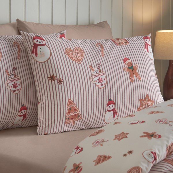 Pościel jednoosobowa w naturalnym kolorze 150x120 cm Christmas Gingerbread Stripe – Catherine Lansfield-image-2