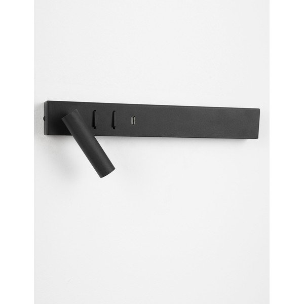 Metalowy kinkiet LED z elastyczną konstrukcją/z portem USB w kolorze matowej czerni Vida – Nova Luce-image-3