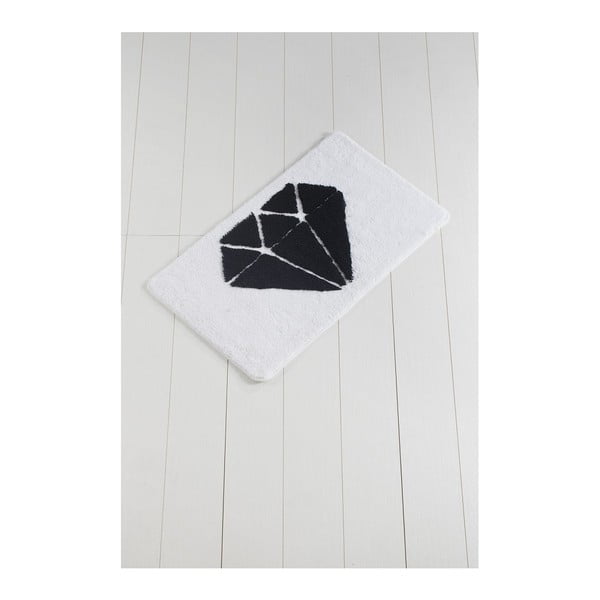 Czarno-biały dywanik łazienkowy Crasso Heart, 100x60 cm