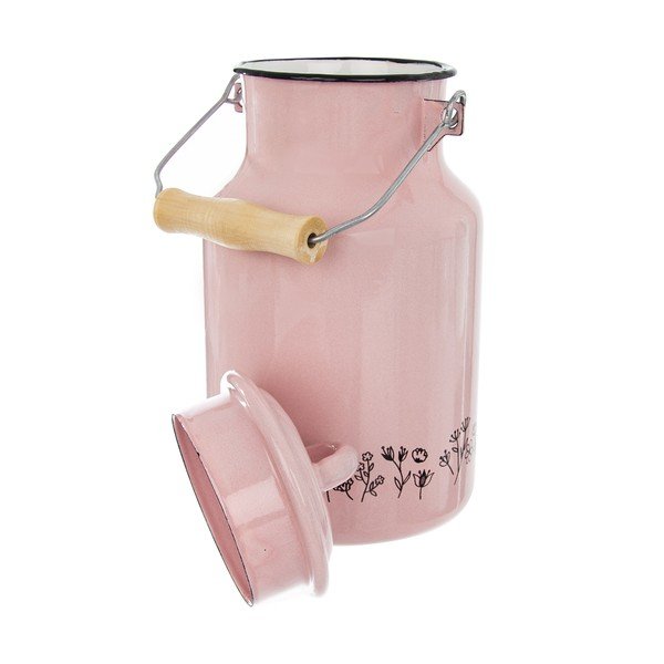 Różowa emaliowana kanka na mleko Orion Meadow, 2 l-image-2