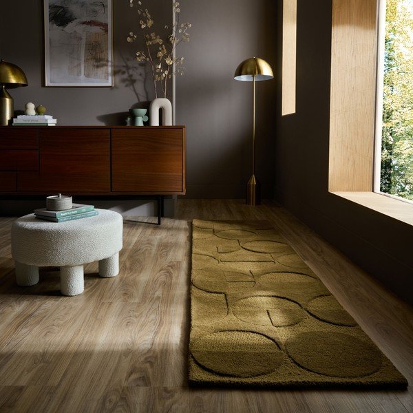Ciemnozielony wełniany chodnik tkany ręcznie 60x230 cm Gigi – Flair Rugs-image-1