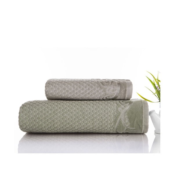 Zestaw 2 ręczników Acustic Water Green, 50x90 cm i 70x140 cm