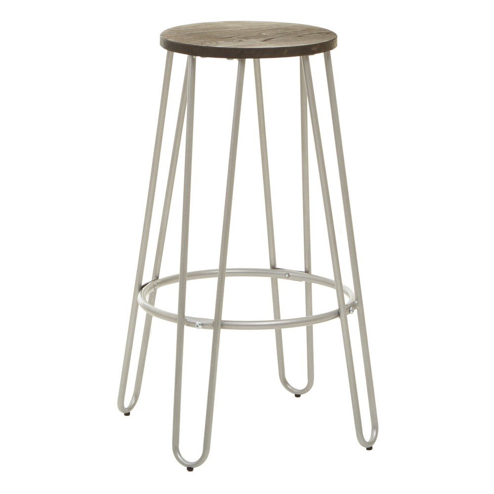 Hoker z litego drewna wiązu w kolorze srebra/w naturalnym kolorze (wysokość siedziska 75 cm) District – Premier Housewares