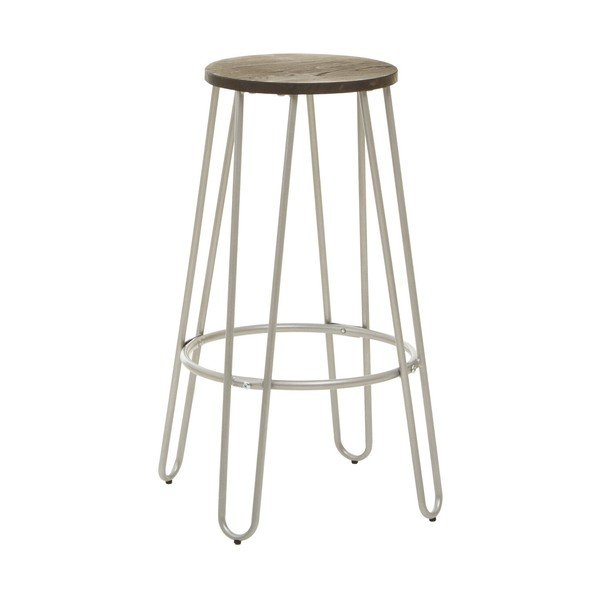 Hoker z litego drewna wiązu w kolorze srebra/w naturalnym kolorze (wysokość siedziska 75 cm) District – Premier Housewares