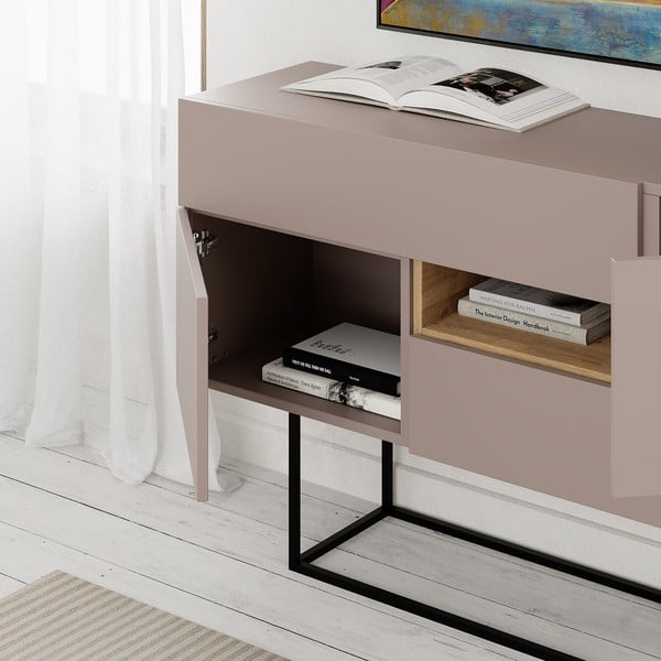 Szarobeżowa niska komoda 145x82 cm Titan – Marckeric-image-1