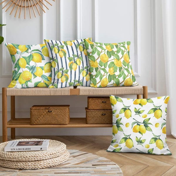 Poszewki na poduszki zestaw 4 szt. 43x43 cm Lemons – Mila Home
